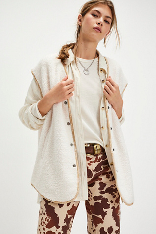 Outlaw Sherpa Vest Jacket At Free People In Ivory, Size: XL