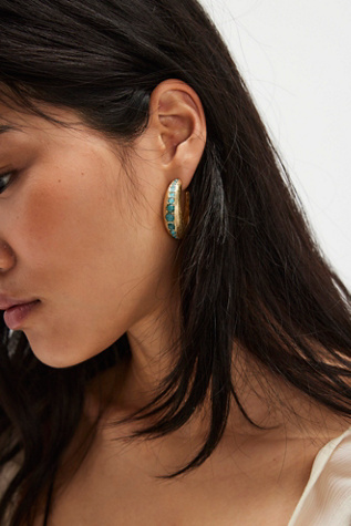 Créoles Levi par Free People en Vert/Or, pour femme