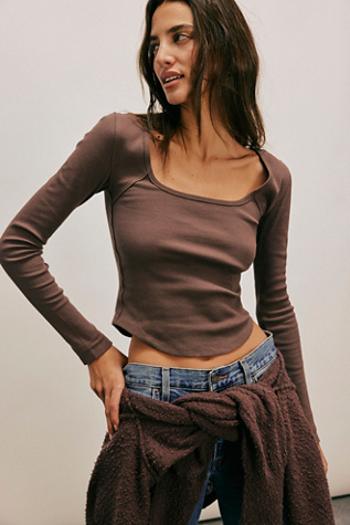 We The Free Hummingbird Long-Sleeve Top At Free People In Pinecone, Size: XS