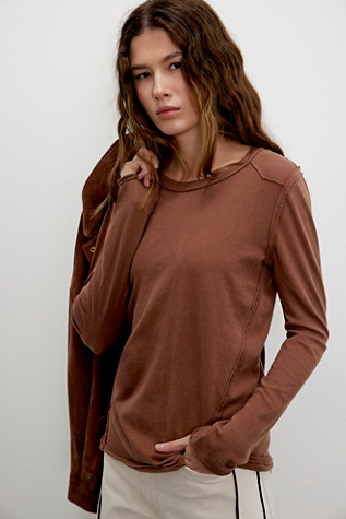 We The Free Wild Long-Sleeve Tee at Free People in Brown, Size: S