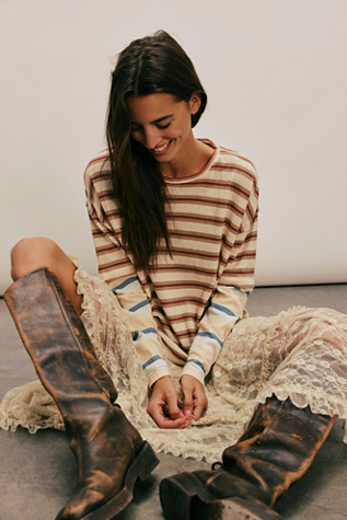 We The Free Nina Stripe Long-Sleeve Tee At Free People In Neutral Combo, Size: XL