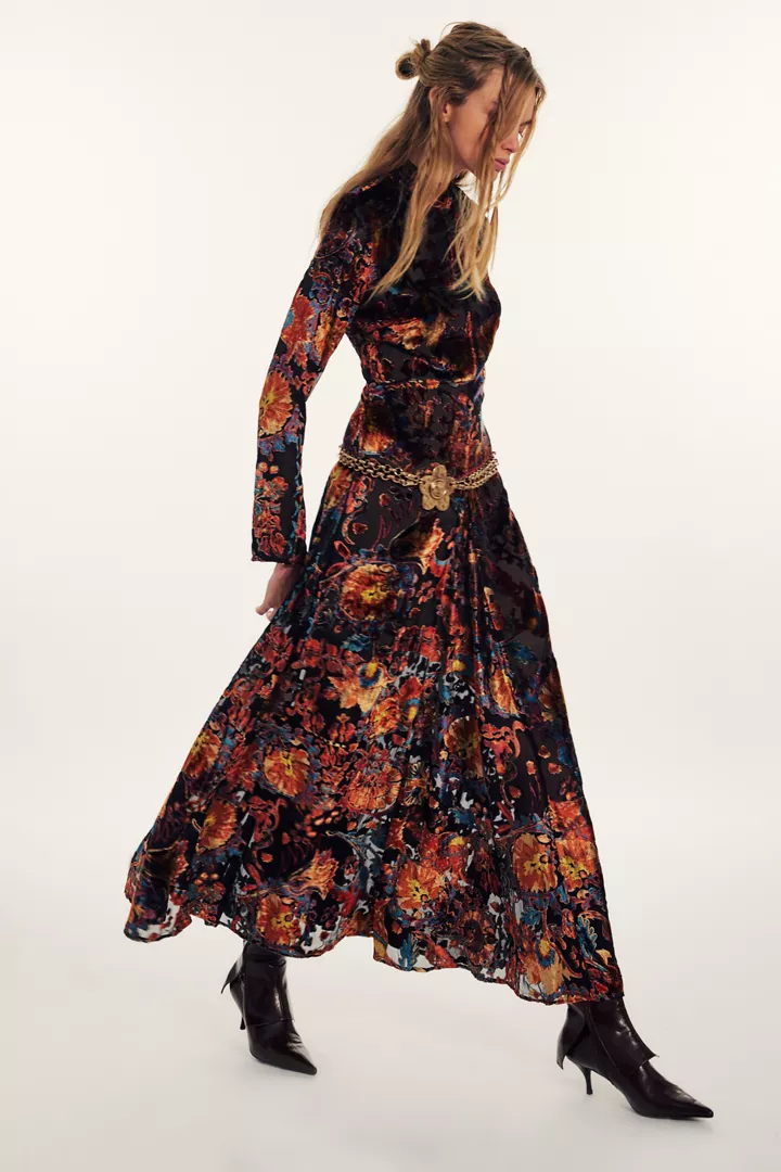 Bali Painterly Paisley Velvet Maxi Dress