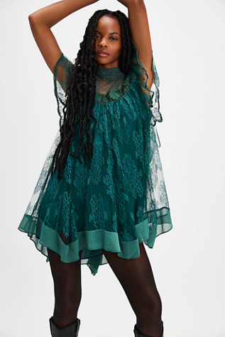 Starry Eyed Mini Dress At Free People In Uncut Emerald, Size: Large