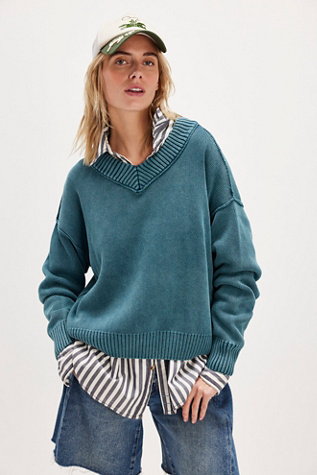 High Street Pullover At Free People In Shaded Spruce, Size: Small