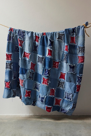 FP X Tricia Fix Patchwork Blanket At Free People In Denim