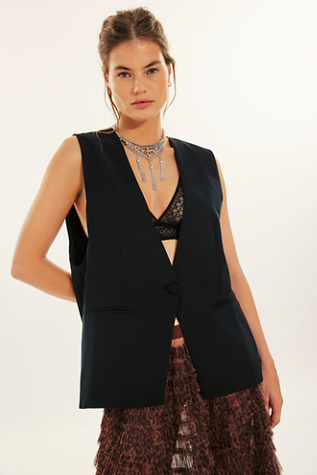 Jojo Backless Vest Jacket At Free People In Black, Size: XS