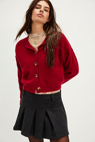 Lila Cashmere Cardi At Free People In Burkenland Red, Size: XL