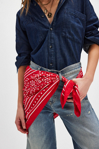End Of Summer Printed Bandana by Free People in Red