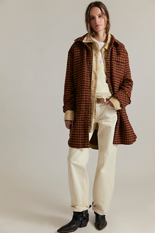 We The Free Get Around Houndstooth Shirt at Free People in Brown, Size: L