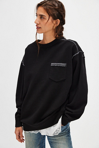 We The Free Wallace Pullover At Free People In Washed Black, Size: XS