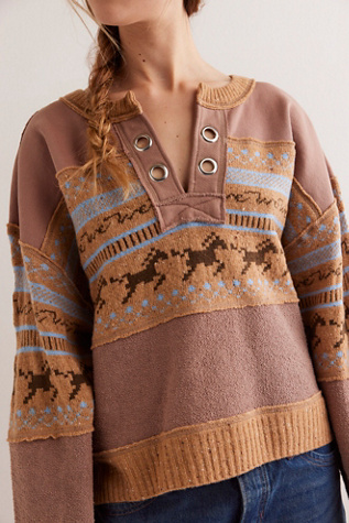 We The Free Running Wild Pullover at Free People in Camel Combo, Size: Small