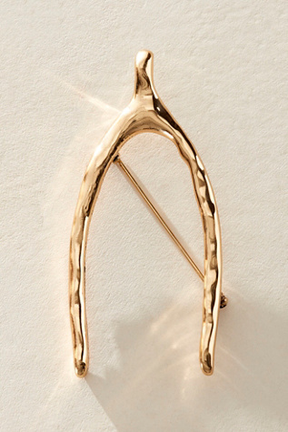 Wishbone Brooch At Free People In Gold