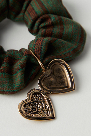 Leon Pony Locket Scrunchie At Free People In Green Plaid