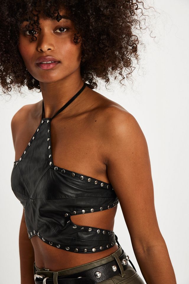 OneTeaspoon Leather Star Studded Top #3