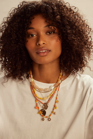 Nash Layer Necklace by Free People in Orange