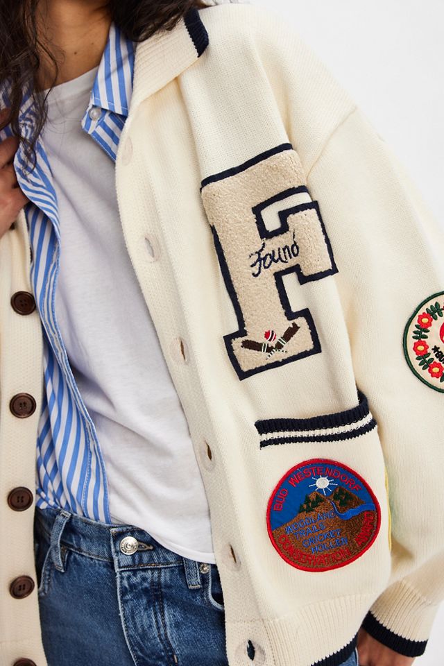 Found York Varsity Patch Collared Cardigan #1