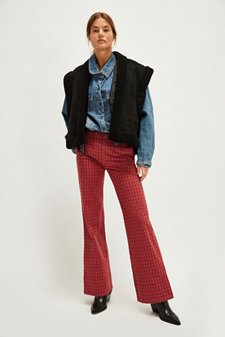 Sofia Wide Flare Pants At Free People In Red Combo, Size: US 14