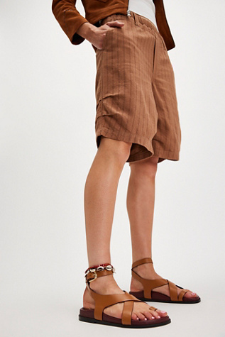 Anya Criss-Cross Footbed Sandals by Free People in Cognac, Size: US 7