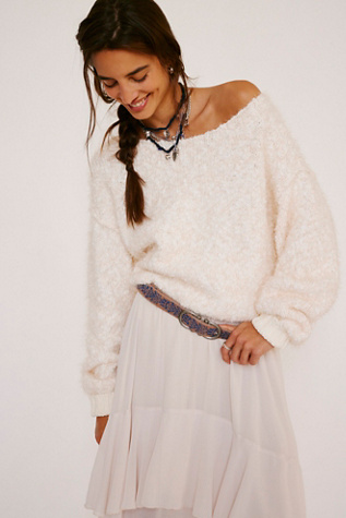 Carmen Pullover Jumper At Free People In Peach Puff Combo, Size: Medium