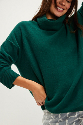 Addie Cashmere Turtleneck Sweater At Free People In Fern Green, Size: Small