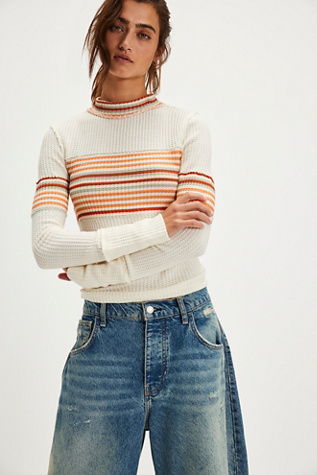 We The Free Sun Valley Turtleneck Top at Free People in Sunset Combo, Size: XS