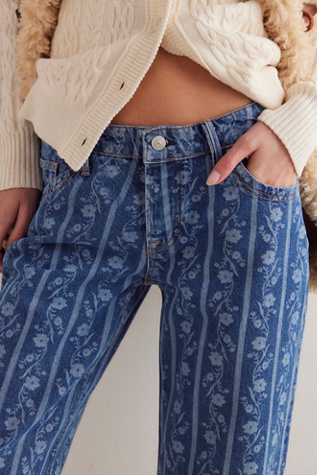 We The Free Tennessee Low-Rise Printed Boyfriend Jeans At Free People In Faded Floral Stripe, Size: 29