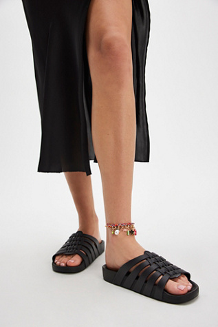 Melissa Possesion Slides at Free People in Matte Black, Size: US 6