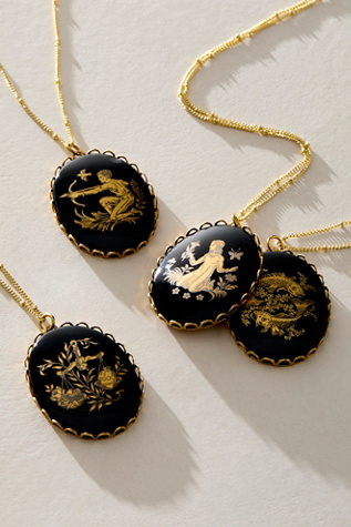 Jules Onyx Zodiac Necklace At Free People In Aries