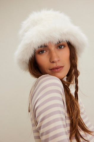 Ice Queen Bucket Hat By Unreal Fur At Free People In Ivory