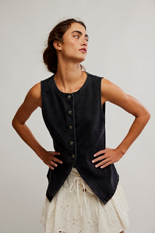 We The Free Aimee Vest Jacket At Free People In Black, Size: Small