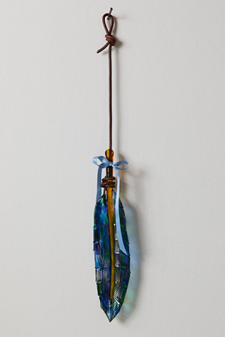Large Handblown Glass Feather by Scott Staats Glass at Free People in Yellow