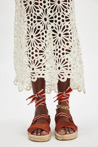 Adaya Wrap Espadrille Sandals by Paloma Barcelo at Free People in Red, Size: EU 38