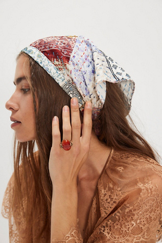One Of A Kind Kantha Hair Scarf by Curried Myrrh at Free People in White