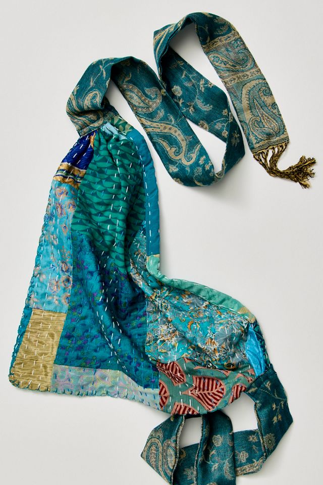 Foulard pour cheveux Kantha unique en son genre #1