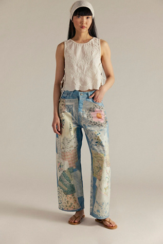 We The Free Illusions Printed Relaxed Jeans at Free People in Sky Combo, Size: 28