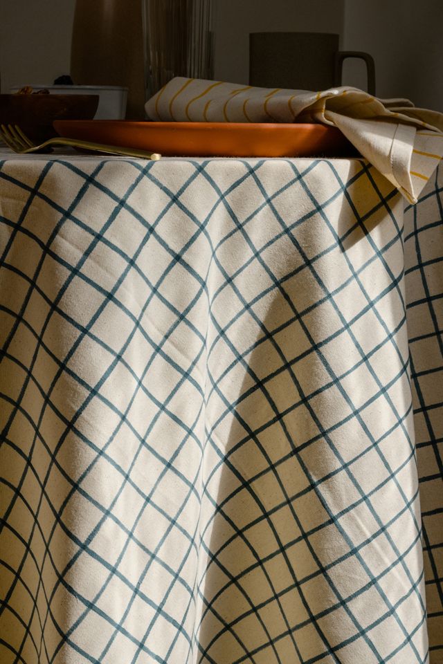 Anchal Grid Block Print Tablecloth #3