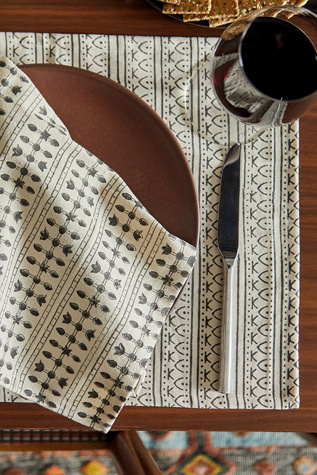 Anchal Graphic Block Print Placemats - Set of 2 at Free People in Black