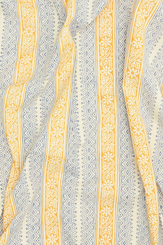 Anchal Floral Stripe Block Print Shower Curtain #2