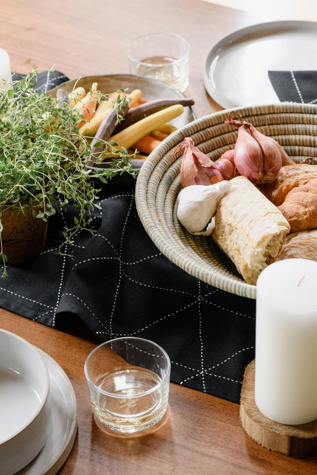 Anchal Graph Embroidered Table Runner at Free People in Black