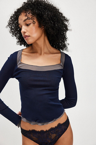 Double Take Long Sleeve By Intimately At Free People In Navy Combo, Size: Medium