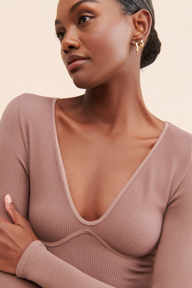 Meg Seamless V-Neck Long-Sleeve Bodysuit #3