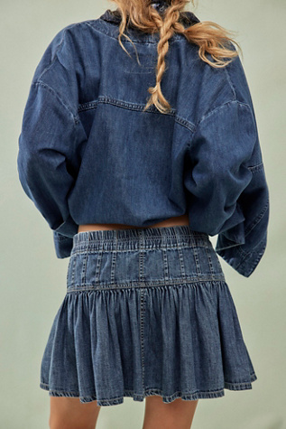 We The Free Roselle Denim Mini Skirt At Free People In High Tide, Size: Small