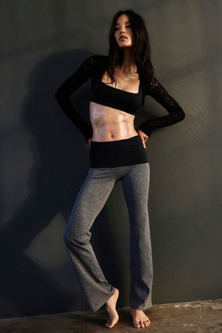 Never Better Heather Blocked Foldover Pants by FP Movement at Free People, Black Combo, M