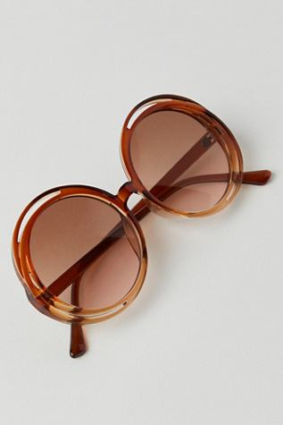 Wavy Baby Round Sunglasses At Free People In Ombre Espresso