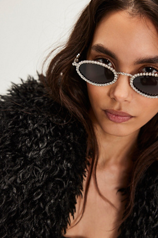 Like A Diamond Embellished Sunglasses At Free People In Black/Silver