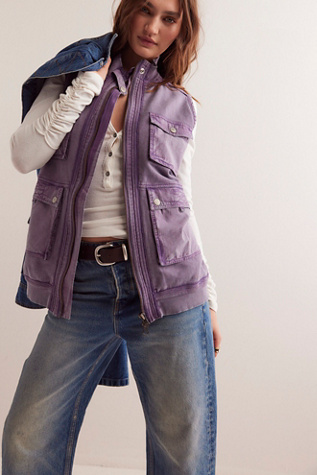 We The Free Jeje Vest Jacket At Free People In Purple Sage, Size: Large