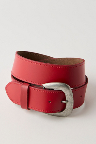 Charlie Leather Belt by Free People in Red, Size: S-M/P-M