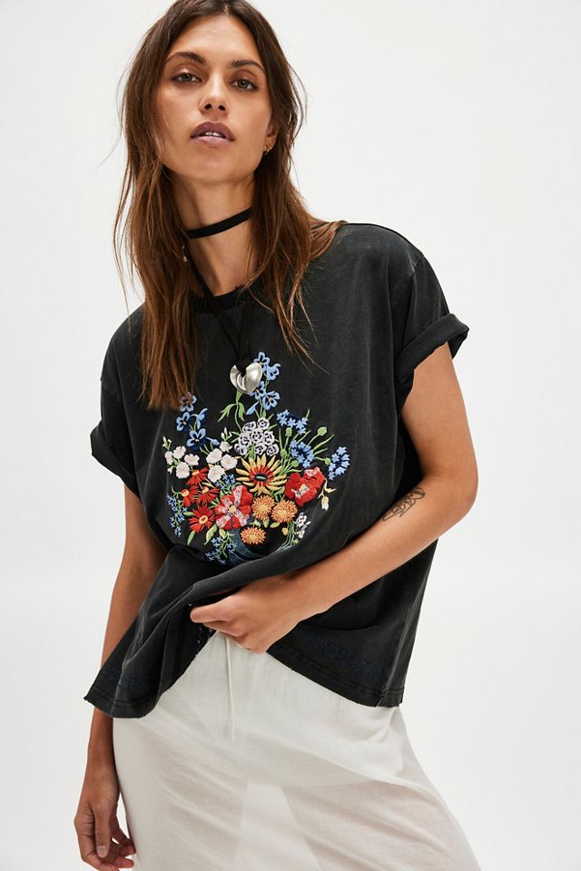 Embroidered Floral Tee #2