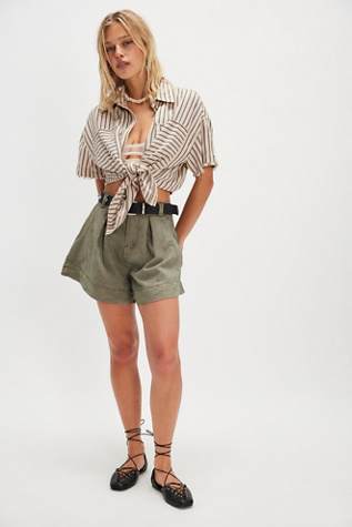 Marina Trouser Shorts by Free People in Green, Size: US 0