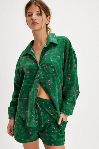 Flannel Play Date Set By Intimately At Free People In Green Combo, Size: Small